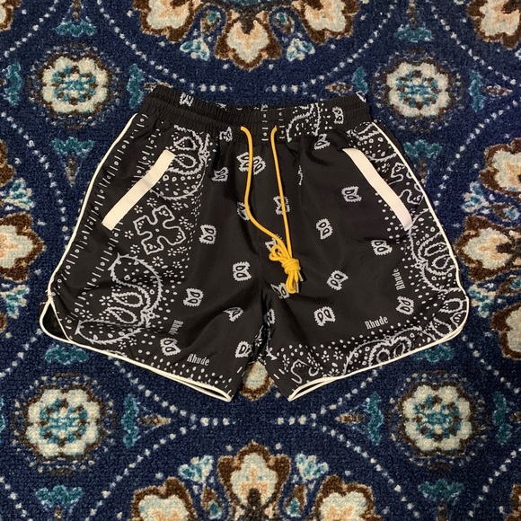 Rhude Black and White Patterned Shorts